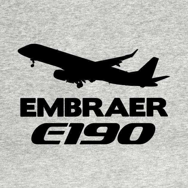 Embraer E190 Silhouette Print (Black) by TheArtofFlying